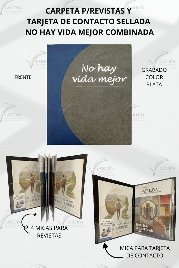 CARPETA P/REVISTAS Y TARJETA DE CONTACTO SELLADA NO HAY VIDA MEJOR COMBINADA