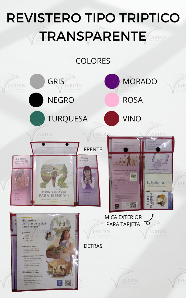 REVISTERO TIPO TRIPTICO TRANSPARENTE