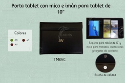 PORTA TABLET C/MICA E IMAN C/TAPA 9"-10" GRABADO JW SINTETICO