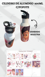 [CIL3-09] CILINDRO DE ALUMINIO 600 ML C/POPOTE MOD. 09 (SOFIA MARIPOSA)