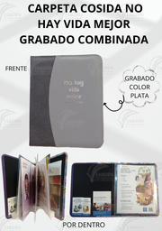 CARPETA COSIDA NO HAY VIDA MEJOR GRABADO COMBINADA